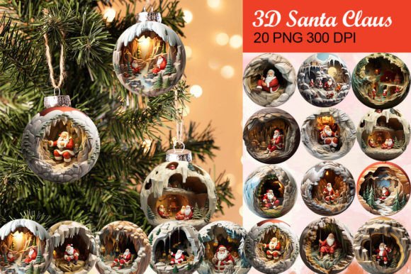 3D Santa Claus Christmas Ornament Bundle for Digital Sellers