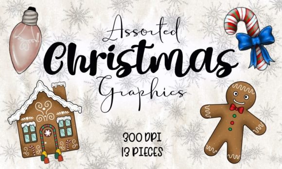 Assorted Christmas PNG Graphics - 13 Pc for Modern Illustrations