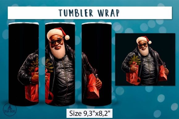 Black Santa Christmas Tumbler Png: A Modern Design Asset for Holiday Illustrations