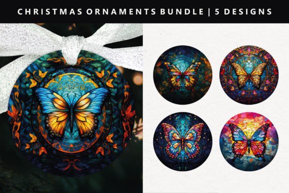 Butterfly Christmas Ornament Design for Modern Illustrations