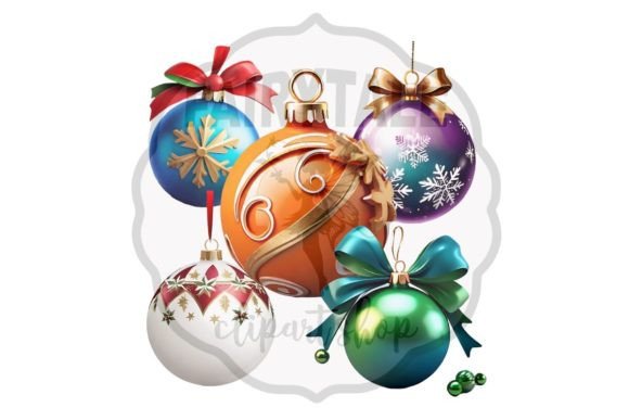 Christmas Balls Decor Clipart for Modern Illustrations