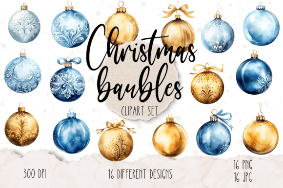 Christmas Baubles Clipart Set for Modern Illustrations