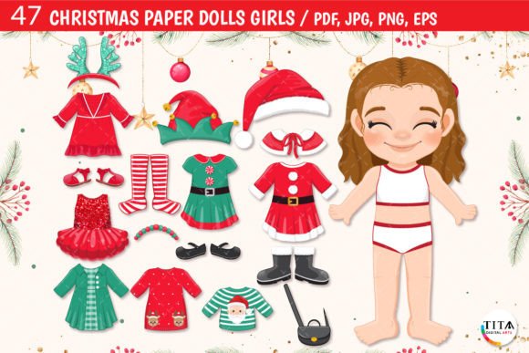 Christmas Girls Paper Dolls Review: Festive Illustrations for Branding