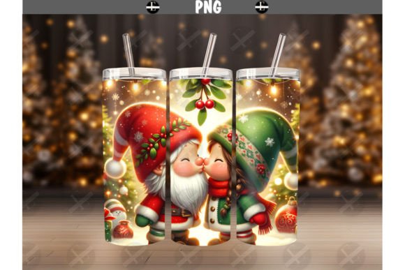 Christmas Gnomes Kissing Tumbler Wrap Illustrations