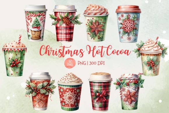 Christmas Hot Cocoa Sublimation Clipart for Illustrations
