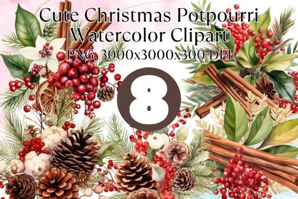 Christmas Potpourri Watercolor Bundle: Seasonal Illustrations for Modern Blogs