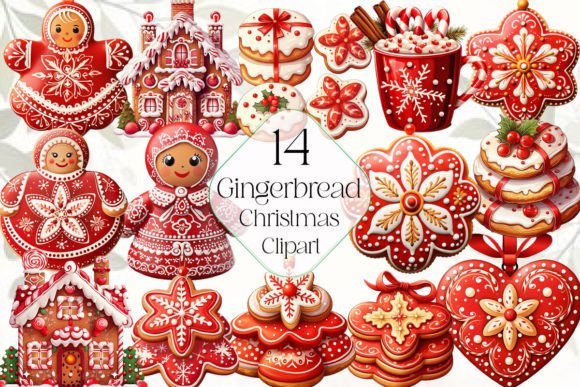 Gingerbread Christmas Clipart PNG: Cozy Illustrations for Handmade Goods