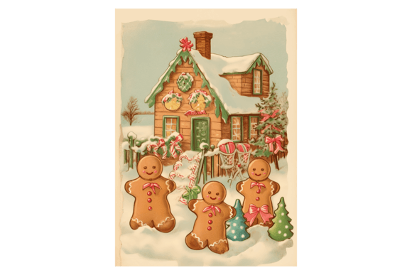 Gingerbread Family Christmas Card for Illustrations
