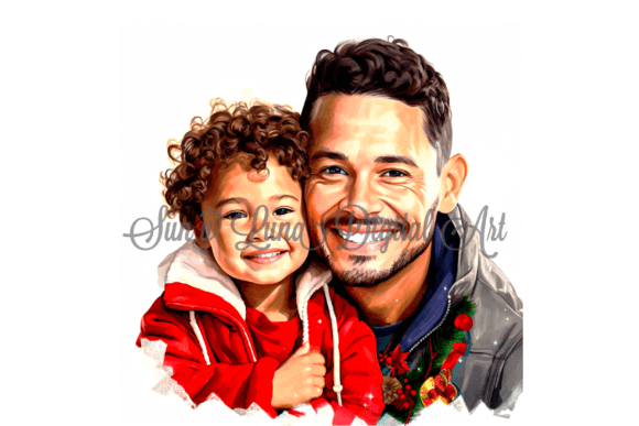 Hispanic Dad Son Christmas Art Review for Digital Sellers