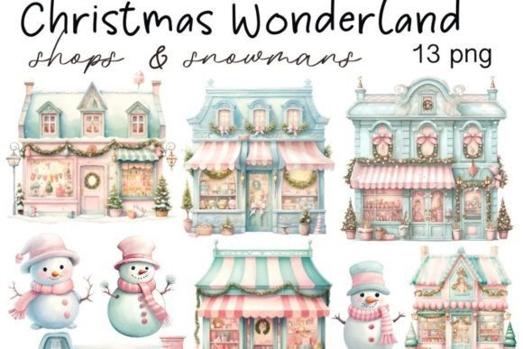 Pastel Christmas Clipart Bundle, Holiday for Illustrations