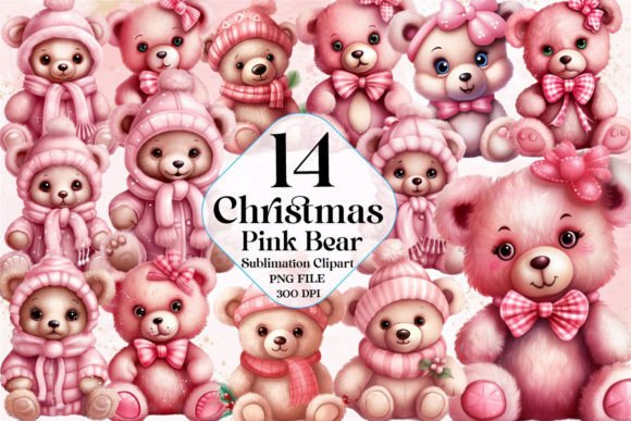 Pink Christmas Bear Sublimation Clipart Review