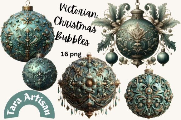 VICTORIAN CHRISTMAS BUBBLES: Premium Illustrations for Holiday Branding