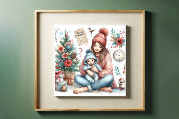 Watercolor Mom and Baby Christmas Theme Review