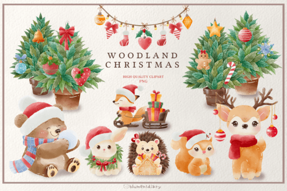 Woodland Christmas Animal Clipart Review